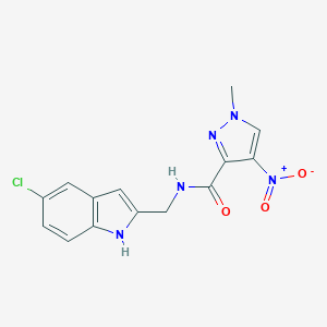 molecular formula C14H12ClN5O3 B279732 N-[(5-chloro-1H-indol-2-yl)methyl]-4-nitro-1-methyl-1H-pyrazole-3-carboxamide 