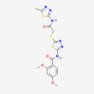 2,4-dimethoxy-N-[5-[2-[(5-methyl-1,3,4-thiadiazol-2-yl)amino]-2-oxoethyl]sulfanyl-1,3,4-thiadiazol-2-yl]benzamide