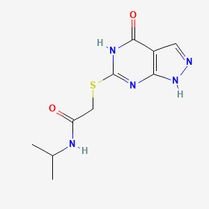 molecular formula C10H13N5O2S B2797339 N-isopropyl-2-((4-oxo-4,5-dihydro-1H-pyrazolo[3,4-d]pyrimidin-6-yl)thio)acetamide CAS No. 877630-58-5