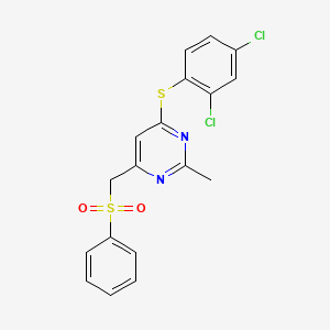 (6-((2,4-Dichlorophenyl)sulfanyl)-2-methyl-4-pyrimidinyl)methyl phenyl sulfone