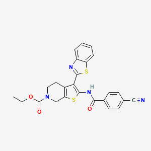 ethyl 3-(benzo[d]thiazol-2-yl)-2-(4-cyanobenzamido)-4,5-dihydrothieno[2,3-c]pyridine-6(7H)-carboxylate