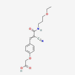 molecular formula C17H20N2O5 B2797354 2-(4-{2-Cyano-2-[(3-ethoxypropyl)carbamoyl]eth-1-en-1-yl}phenoxy)acetic acid CAS No. 1808473-83-7