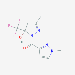 molecular formula C10H11F3N4O2 B279736 [5-hydroxy-3-methyl-5-(trifluoromethyl)-4H-pyrazol-1-yl]-(1-methylpyrazol-3-yl)methanone 