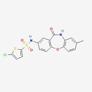 molecular formula C18H13ClN2O4S2 B2797373 5-氯-N-(8-甲基-11-氧代-10,11-二氢二苯并[b,f][1,4]噁唑-2-基)噻吩-2-磺酰胺 CAS No. 922035-21-0