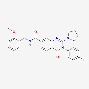 molecular formula C27H25FN4O3 B2797375 3-(4-氟苯基)-N-(2-甲氧基苄基)-4-氧代-2-(吡咯啉-1-基)-3,4-二氢喹唑啉-7-羧酰胺 CAS No. 1251693-93-2