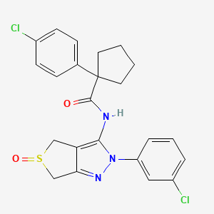 B2797379 1-(4-chlorophenyl)-N-(2-(3-chlorophenyl)-5-oxido-4,6-dihydro-2H-thieno[3,4-c]pyrazol-3-yl)cyclopentanecarboxamide CAS No. 1019103-78-6