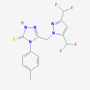 molecular formula C15H13F4N5S B279738 5-{[3,5-bis(difluoromethyl)-1H-pyrazol-1-yl]methyl}-4-(4-methylphenyl)-4H-1,2,4-triazole-3-thiol 
