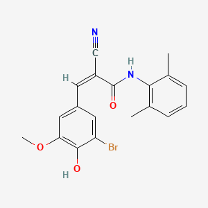 (Z)-3-(3-bromo-4-hydroxy-5-methoxyphenyl)-2-cyano-N-(2,6-dimethylphenyl)prop-2-enamide
