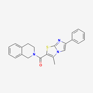 molecular formula C22H19N3OS B2797422 3,4-dihydro-1H-isoquinolin-2-yl-(3-methyl-6-phenylimidazo[2,1-b][1,3]thiazol-2-yl)methanone CAS No. 852132-79-7