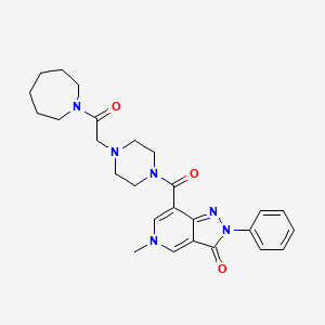 molecular formula C26H32N6O3 B2797430 7-(4-(2-(azepan-1-yl)-2-oxoethyl)piperazine-1-carbonyl)-5-methyl-2-phenyl-2H-pyrazolo[4,3-c]pyridin-3(5H)-one CAS No. 1021044-98-3