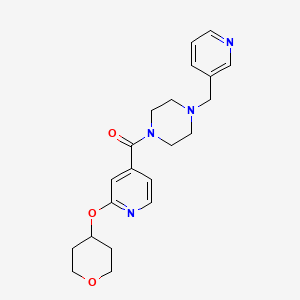 molecular formula C21H26N4O3 B2797434 (4-(吡啶-3-基甲基)哌嗪-1-基)(2-((四氢-2H-吡喃-4-基)氧基)吡啶-4-基)甲酮 CAS No. 2034363-32-9