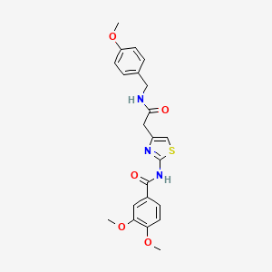 molecular formula C22H23N3O5S B2797437 3,4-二甲氧基-N-(4-(2-((4-甲氧基苄基)氨基)-2-氧代乙基)噻唑-2-基)苯甲酰胺 CAS No. 1005294-93-8