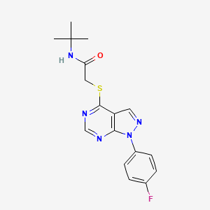 N-tert-butyl-2-[1-(4-fluorophenyl)pyrazolo[3,4-d]pyrimidin-4-yl]sulfanylacetamide