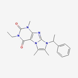 molecular formula C20H23N5O2 B2797449 2-Ethyl-4,7,8-trimethyl-6-(1-phenylethyl)purino[7,8-a]imidazole-1,3-dione CAS No. 915934-23-5