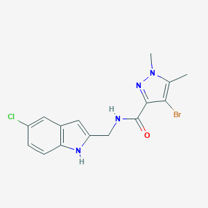 4-bromo-N-[(5-chloro-1H-indol-2-yl)methyl]-1,5-dimethyl-1H-pyrazole-3-carboxamide