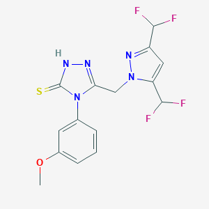 molecular formula C15H13F4N5OS B279746 5-{[3,5-bis(difluoromethyl)-1H-pyrazol-1-yl]methyl}-4-(3-methoxyphenyl)-4H-1,2,4-triazole-3-thiol 