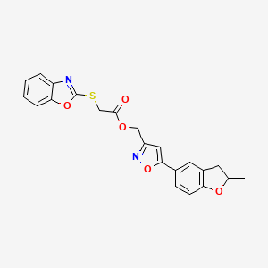 molecular formula C22H18N2O5S B2797461 (5-(2-Methyl-2,3-dihydrobenzofuran-5-yl)isoxazol-3-yl)methyl 2-(benzo[d]oxazol-2-ylthio)acetate CAS No. 1209313-31-4