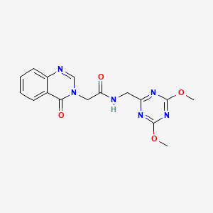 molecular formula C16H16N6O4 B2797466 N-((4,6-dimethoxy-1,3,5-triazin-2-yl)methyl)-2-(4-oxoquinazolin-3(4H)-yl)acetamide CAS No. 2034425-23-3