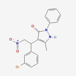 molecular formula C18H16BrN3O3 B2797473 4-(1-(3-bromophenyl)-2-nitroethyl)-3-methyl-1-phenyl-1H-pyrazol-5-ol CAS No. 1007186-25-5