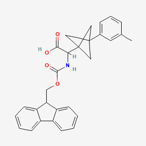 molecular formula C29H27NO4 B2797477 2-(9H-Fluoren-9-ylmethoxycarbonylamino)-2-[3-(3-methylphenyl)-1-bicyclo[1.1.1]pentanyl]acetic acid CAS No. 2287261-08-7