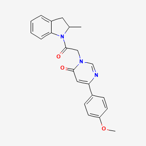 6-(4-methoxyphenyl)-3-(2-(2-methylindolin-1-yl)-2-oxoethyl)pyrimidin-4(3H)-one