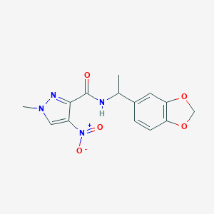 molecular formula C14H14N4O5 B279748 N-[1-(1,3-benzodioxol-5-yl)ethyl]-1-methyl-4-nitro-1H-pyrazole-3-carboxamide 
