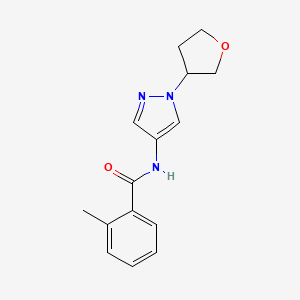 molecular formula C15H17N3O2 B2797481 2-甲基-N-(1-(四氢呋喃-3-基)-1H-吡唑-4-基)苯甲酰胺 CAS No. 1797020-51-9