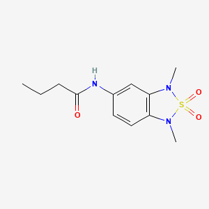 molecular formula C12H17N3O3S B2797487 N-(1,3-dimethyl-2,2-dioxido-1,3-dihydrobenzo[c][1,2,5]thiadiazol-5-yl)butyramide CAS No. 2034482-91-0
