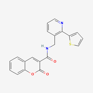 molecular formula C20H14N2O3S B2797518 2-酮基-N-((2-(噻吩-2-基)吡啶-3-基)甲基)-2H-香豆素-3-羧酰胺 CAS No. 2034398-59-7