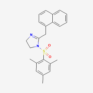 molecular formula C23H24N2O2S B2797532 2-[(naphthalen-1-yl)methyl]-1-(2,4,6-trimethylbenzenesulfonyl)-4,5-dihydro-1H-imidazole CAS No. 873587-91-8