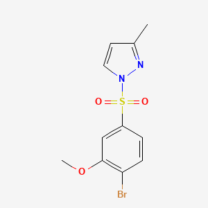 molecular formula C11H11BrN2O3S B2797535 1-Bromo-2-methoxy-4-[(3-methylpyrazolyl)sulfonyl]benzene CAS No. 957047-01-7