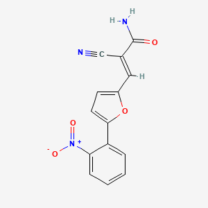 molecular formula C14H9N3O4 B2797543 (2E)-2-cyano-3-[5-(2-nitrophenyl)furan-2-yl]prop-2-enamide CAS No. 302552-93-8