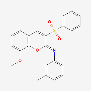 molecular formula C23H19NO4S B2797547 (Z)-N-(8-甲氧基-3-(苯基磺酰)-2H-香豆素-2-亚甲基)-3-甲基苯胺 CAS No. 904453-97-0
