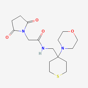 molecular formula C16H25N3O4S B2797555 2-(2,5-Dioxopyrrolidin-1-yl)-N-[(4-morpholin-4-ylthian-4-yl)methyl]acetamide CAS No. 2380087-29-4
