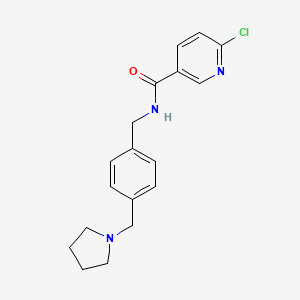 molecular formula C18H20ClN3O B2797572 6-chloro-N-({4-[(pyrrolidin-1-yl)methyl]phenyl}methyl)pyridine-3-carboxamide CAS No. 1209807-15-7