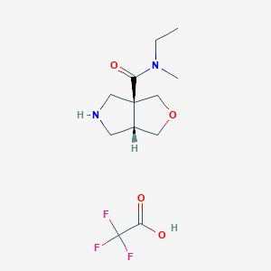 molecular formula C12H19F3N2O4 B2797580 (3As,6aS)-N-乙基-N-甲基-1,3,4,5,6,6a-六氢呋喃[3,4-c]吡咯-3a-羧酰胺;2,2,2-三氟乙酸 CAS No. 2241140-14-5