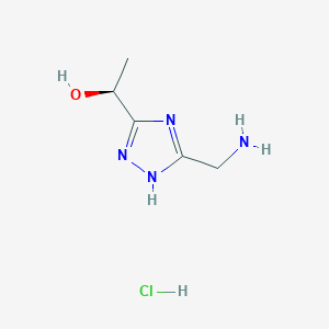 molecular formula C5H11ClN4O B2797587 (1S)-1-[5-(Aminomethyl)-1H-1,2,4-triazol-3-yl]ethanol;hydrochloride CAS No. 2253619-67-7