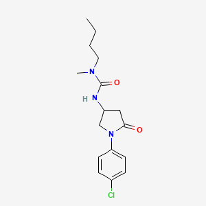molecular formula C16H22ClN3O2 B2797589 1-Butyl-3-(1-(4-chlorophenyl)-5-oxopyrrolidin-3-yl)-1-methylurea CAS No. 894021-64-8