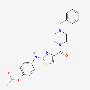 molecular formula C22H22F2N4O2S B2797593 (4-Benzylpiperazin-1-yl)(2-((4-(difluoromethoxy)phenyl)amino)thiazol-4-yl)methanone CAS No. 1203031-12-2