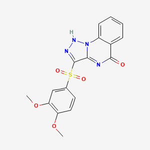 molecular formula C17H14N4O5S B2797596 3-[(3,4-dimethoxyphenyl)sulfonyl][1,2,3]triazolo[1,5-a]quinazolin-5(4H)-one CAS No. 1291871-01-6