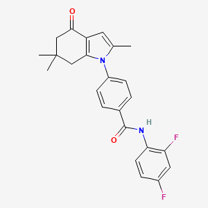 molecular formula C24H22F2N2O2 B2797597 N-(2,4-difluorophenyl)-4-(2,6,6-trimethyl-4-oxo-4,5,6,7-tetrahydro-1H-indol-1-yl)benzamide CAS No. 1023509-16-1