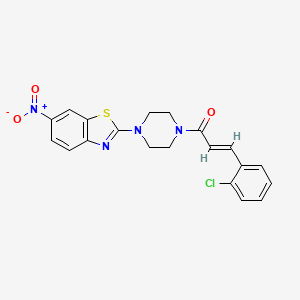 molecular formula C20H17ClN4O3S B2797600 (E)-3-(2-chlorophenyl)-1-(4-(6-nitrobenzo[d]thiazol-2-yl)piperazin-1-yl)prop-2-en-1-one CAS No. 897474-48-5