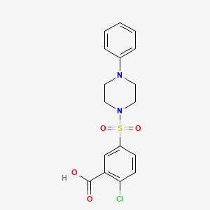 molecular formula C17H17ClN2O4S B2797602 2-Chloro-5-[(4-phenylpiperazin-1-yl)sulfonyl]benzoic acid CAS No. 380193-38-4