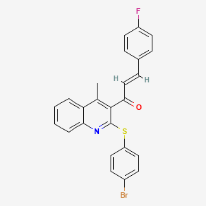 molecular formula C25H17BrFNOS B2797606 (E)-1-[2-(4-bromophenyl)sulfanyl-4-methylquinolin-3-yl]-3-(4-fluorophenyl)prop-2-en-1-one CAS No. 400074-53-5