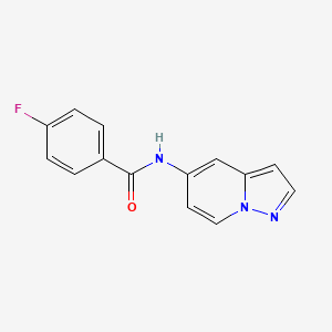 molecular formula C14H10FN3O B2797608 4-fluoro-N-(pyrazolo[1,5-a]pyridin-5-yl)benzamide CAS No. 2034586-04-2