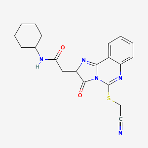 molecular formula C20H21N5O2S B2797640 2-[5-(氰甲基硫基)-3-氧代-2H-咪唑并[1,2-c]喹唑啉-2-基]-N-环己基乙酰胺 CAS No. 1023537-23-6