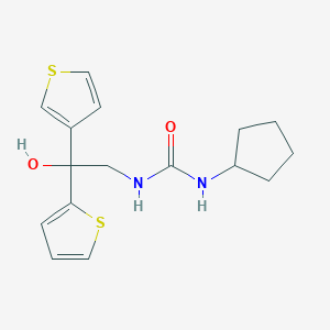 molecular formula C16H20N2O2S2 B2797642 1-Cyclopentyl-3-(2-hydroxy-2-(thiophen-2-yl)-2-(thiophen-3-yl)ethyl)urea CAS No. 2034238-32-7