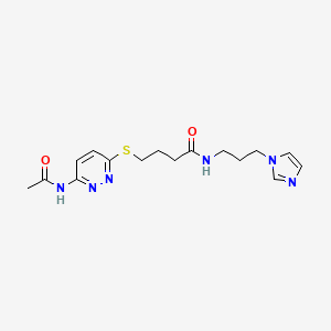 N-(3-(1H-imidazol-1-yl)propyl)-4-((6-acetamidopyridazin-3-yl)thio)butanamide