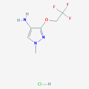 molecular formula C6H9ClF3N3O B2797675 1-Methyl-3-(2,2,2-trifluoroethoxy)-1H-pyrazol-4-amine hydrochloride CAS No. 1431962-31-0