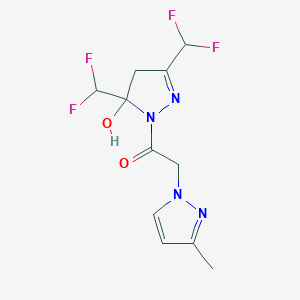 molecular formula C11H12F4N4O2 B279768 3,5-bis(difluoromethyl)-1-[(3-methyl-1H-pyrazol-1-yl)acetyl]-4,5-dihydro-1H-pyrazol-5-ol 